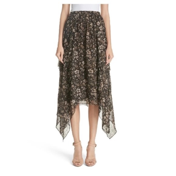 Ulla Johnson Torri Handkerchief Hem Paisley Skirt - Picture 1 of 8